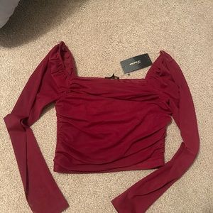 Mesh long sleeve red shirt